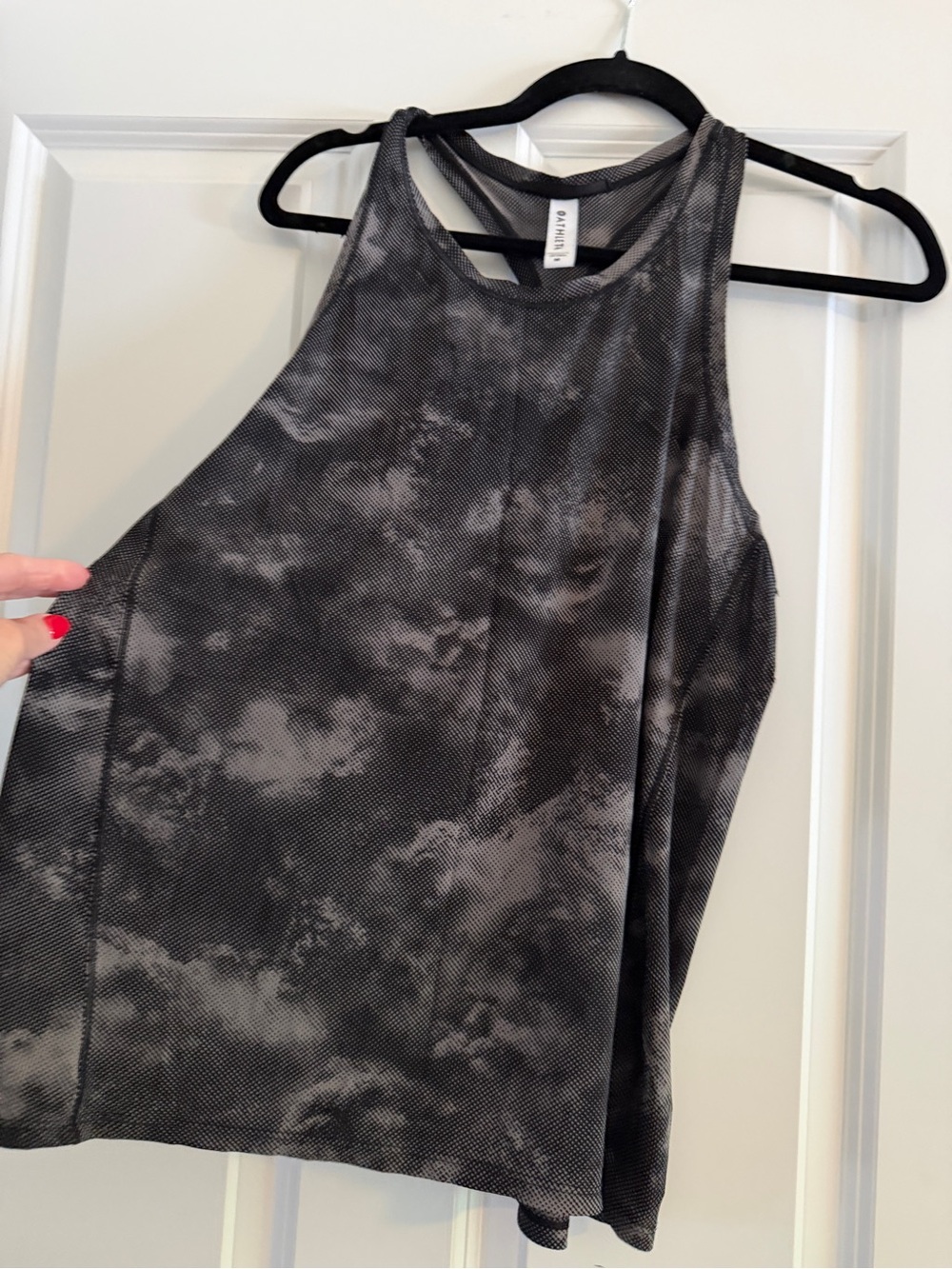 Athleta Black and Gray Tie-Dye Racerback Tank